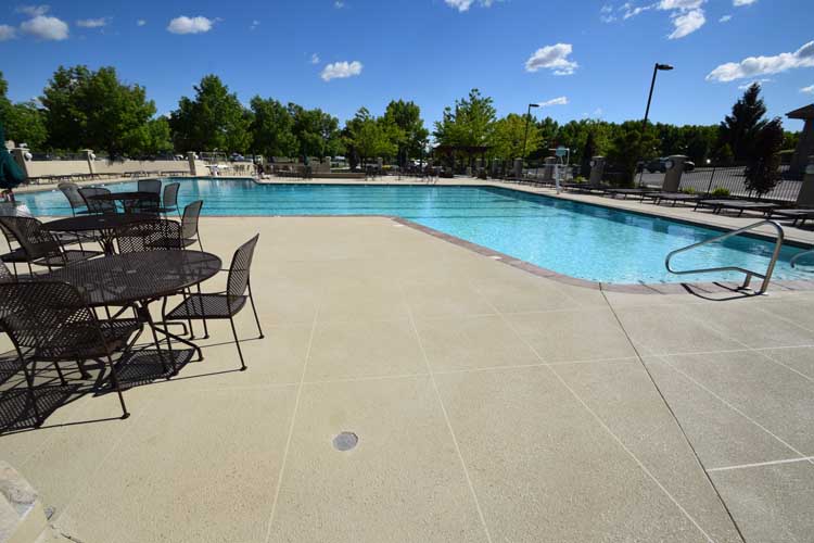 concrete pool deck overlay surface with custom texture and colors